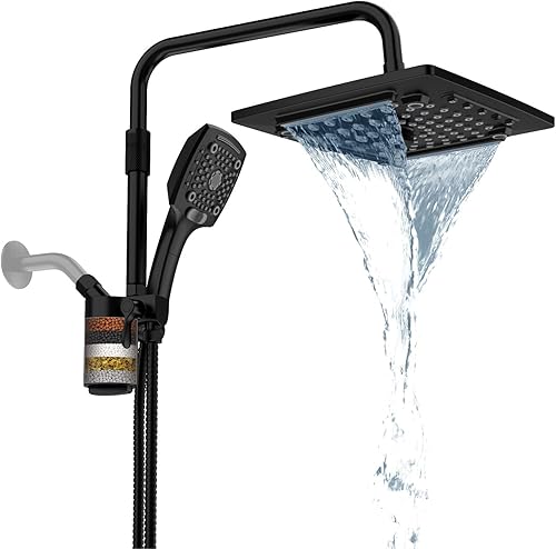 Miniatura 1 de ELLO&ALLO Cabezal de ducha de lluvia con rociador de mano, combo de cabezal de ducha de lluvia con manguera de 60 pulgadas, juego de cabezal de