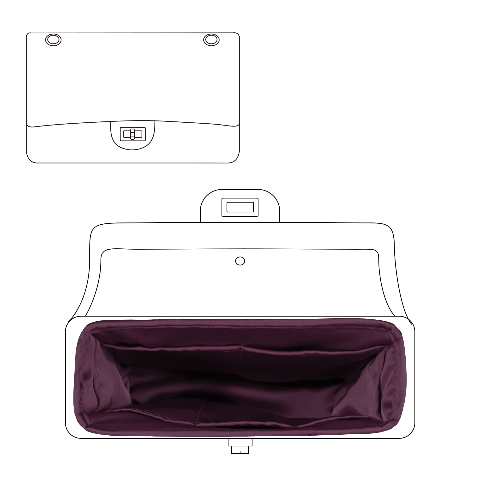 DGAZ Silky Purse Organizer Insert for Chanel 2.55 Bags, Luxury Handbag & Tote Organizer, Simplicity bag organizer (Fuchsia,2.55 Jumbo 28)