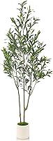 Alupssuc 5ft Artificial Olive Tree - Lifelike Faux Indoor Outdoor Potted Plant with Real Fruits & Trunk for Home Office Decor