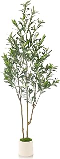Alupssuc 5ft Artificial Olive Tree - Lifelike Faux Indoor Outdoor Potted Plant with Real Fruits & Trunk for Home Office Decor