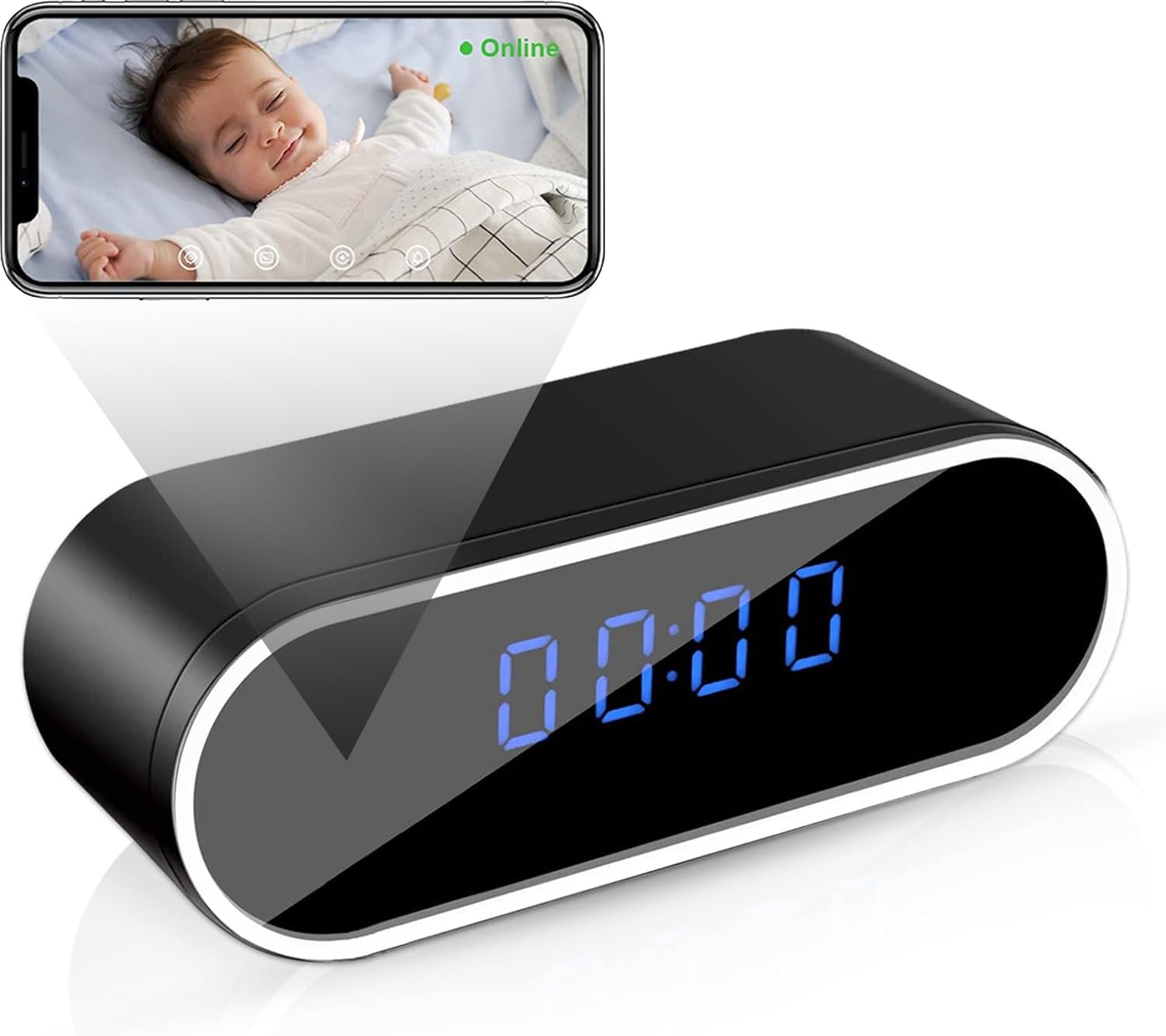 HopeGem Spy Hidden WLAN Clock Camera โ Wireless WIFI 4K/1080P FHD Camouflage Cam โ For Family Office Store Housekeeper Nanny DVR Secret Safety Cameras