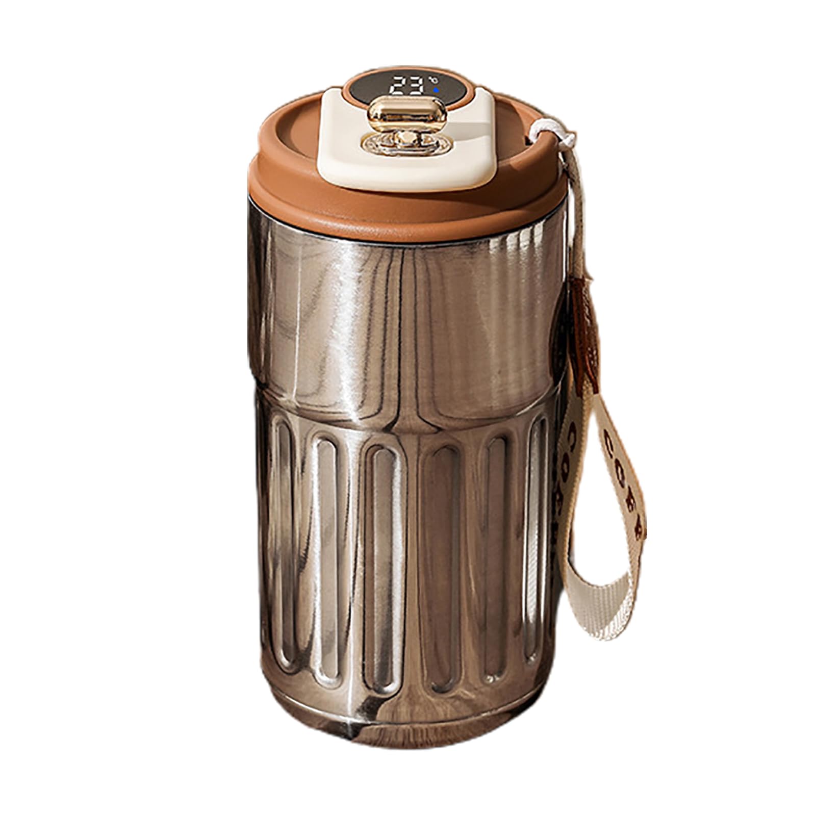 Kalttoy Ancient Silver Coffe 450Ml Vacuum Insulated Stainless Steel Mug Leak-Proof Temperature Display Coffee Cup With Lid For Coffee Teas And Stainless Steel Vacuum Leak-Proof Mug With Lid