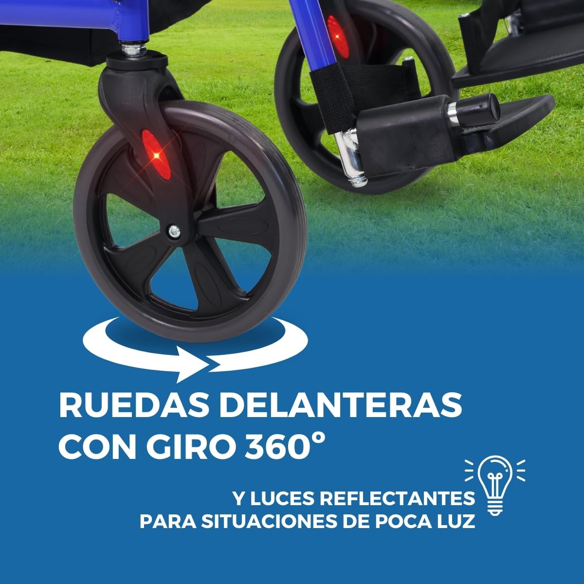 Mobiclinic, Modelo picasso, Andador para mayores, Minusválidos, Adultos o ancianos, Rollator, Caminador, Aluminio, Ligero, Plegable, Con asiento y 4 ruedas, Azul