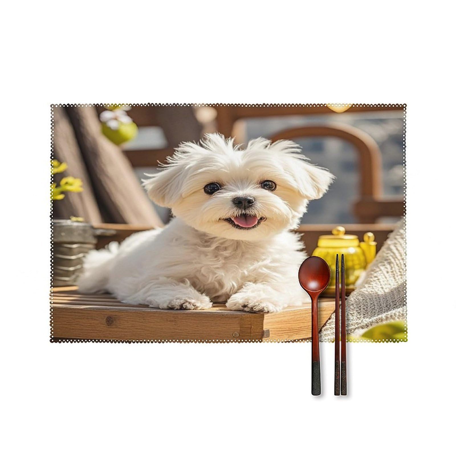 Fodpand Style Cute Maltese Puppy Dog Placemats Set Of 4 Place Mats Table Mats