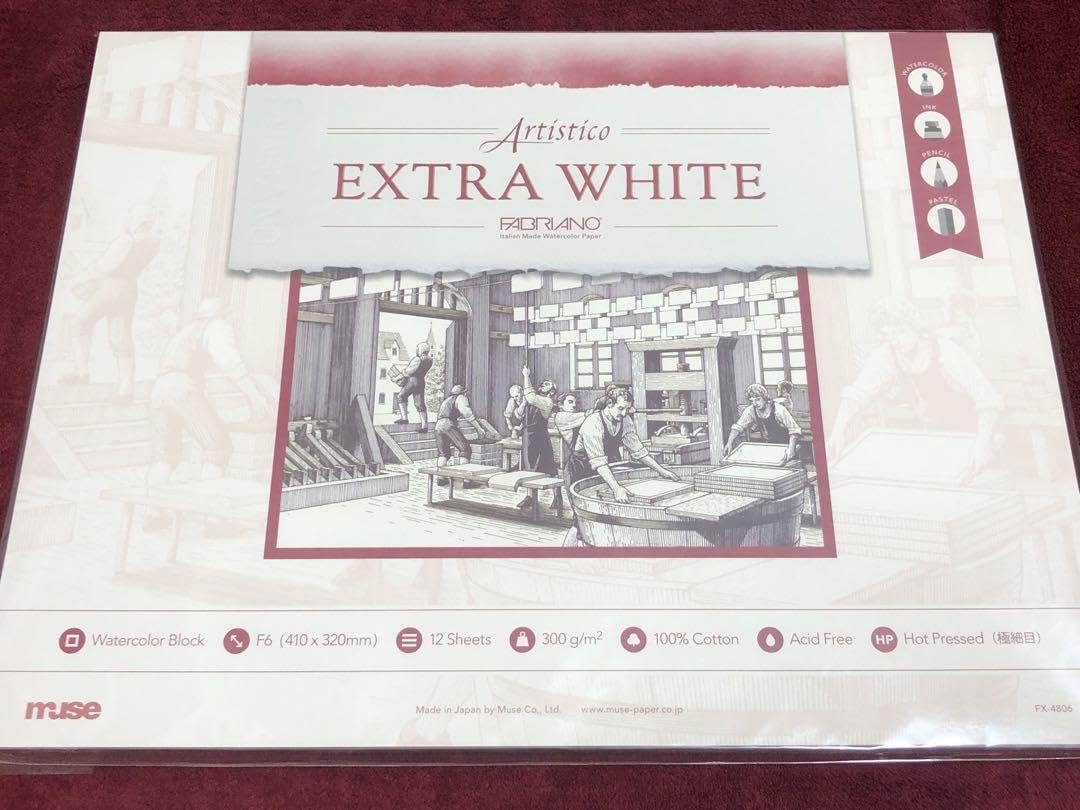 Amazon.co.jp: ファブリアーノ muse EXTRA WHITE 水彩紙 ブロック F6