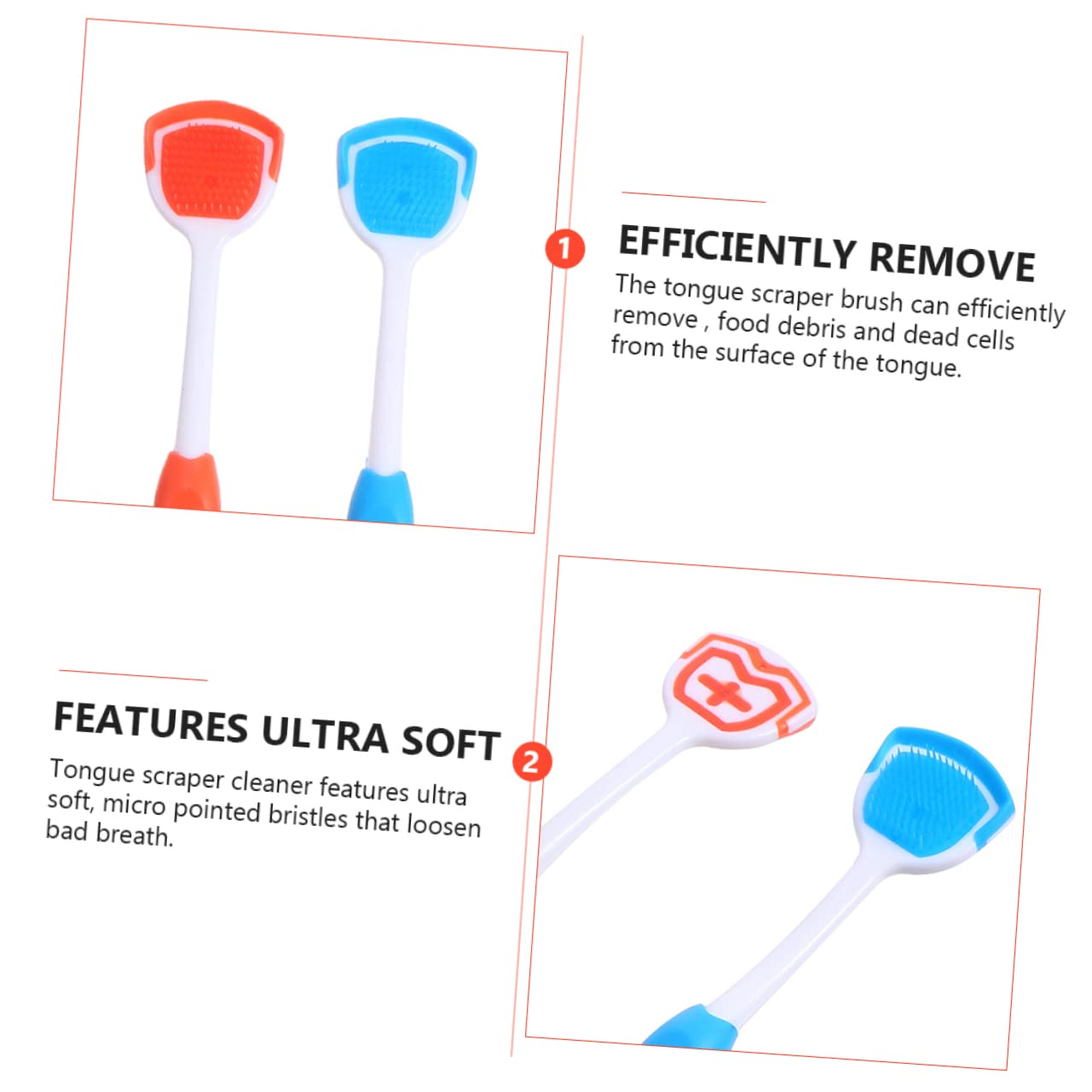 FRCOLOR 3 Set Spazzolini Per Lingua Materiale Resistente Raschietti Per Lingua Ergonomici Per Adulti Colori E Ciascuno 4 Pezzi * 3