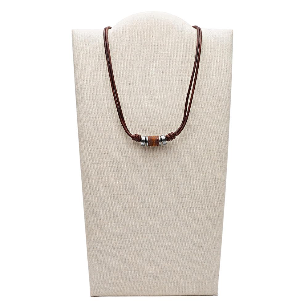Fossil Collier Pour Hommes Vintage Casual, Collier En Cuir Marron, JF00899797