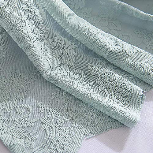 Zhh E-Commerce Floral Lace Valance Curtain Embroidery Semi Sheer Short Window Curtain For Kitchen Beautiful Dining Room Window Decor 51-Inch By 16-Inch, Blue-Green #TOP3