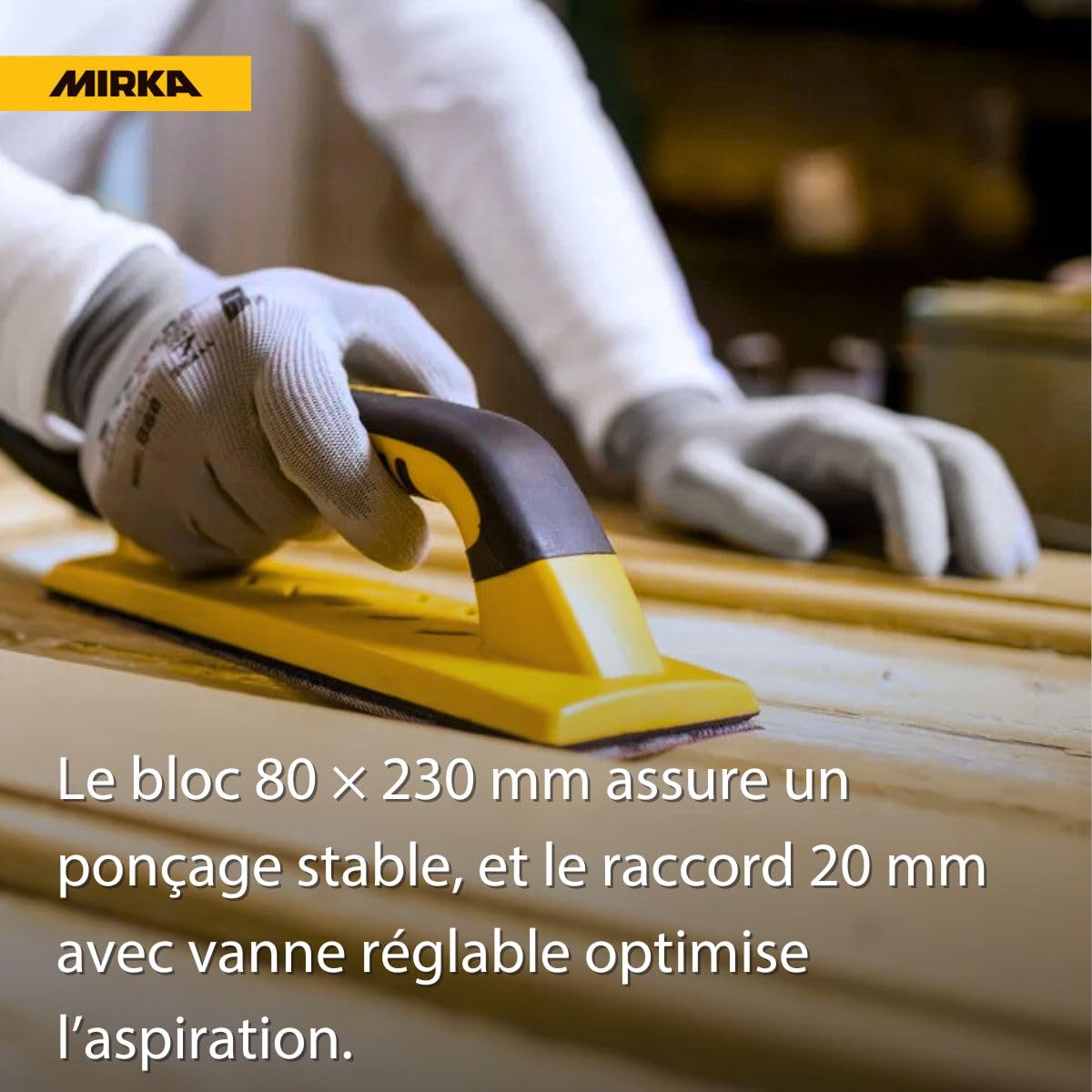 Mirka Handy Kit cale manuelle 80x230 mm avec 5 bandes Abranet autoagrippant | Ponçage sans poussière avec aspiration 4 m compatible Mirka Abranet auto-aggrippant pour finition bois carrosserie