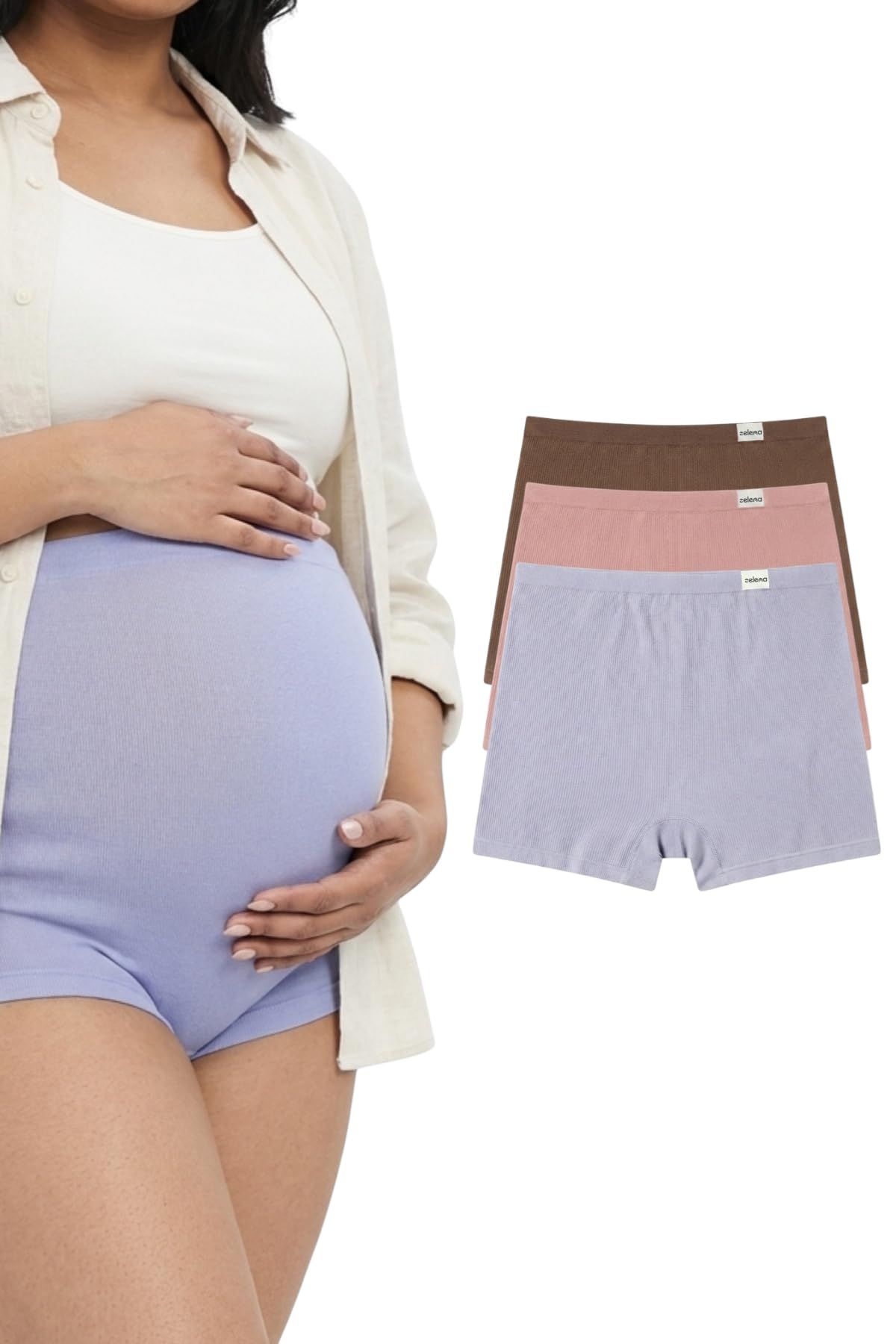 ZELENA Over the Belly Cotton Pregnancy Panty for Women | Full Belly Coverage, fits through all Trimesters, Soft Stretch Cotton Rib Fabric for Snuggle fit, No roll down Waistband-picture-11