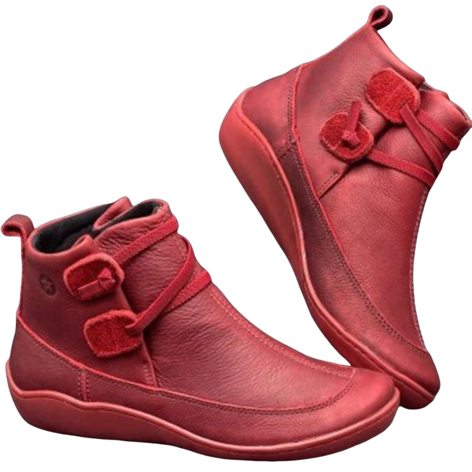 Womens Boots High Top Leather Shoes UK Clearance Soft Wide Fit Walking  Shoes Orthopedic Shoes Arch Support Shoes with Side Flat Low Heel Leather  Boots