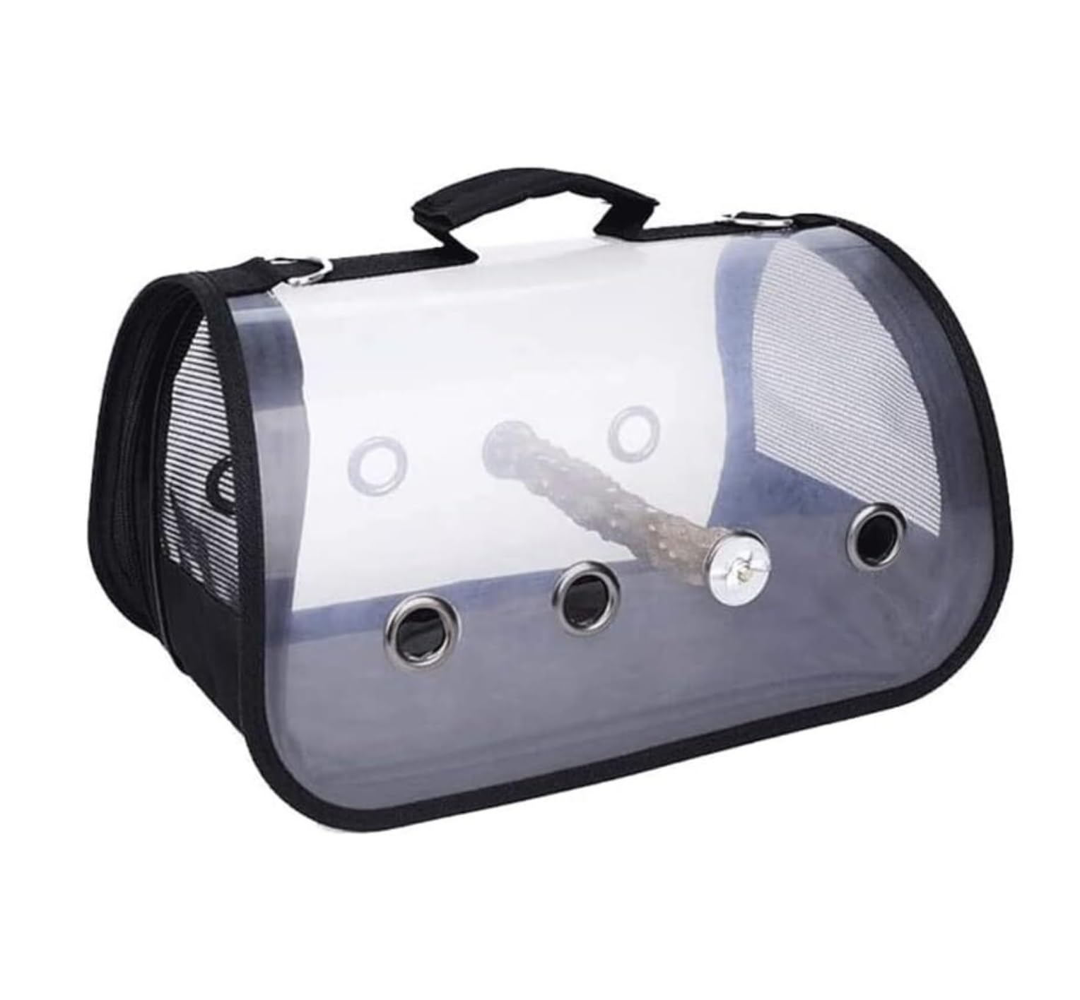 Jaula de pájaros, Jaulas Portátiles para Pájaros, Portador Transparente para Pájaros, Jaula para Pájaros De Viaje Transpirable, Portador Ligero para Casa De Pájaros Perchas de Descanso(Black,M)
