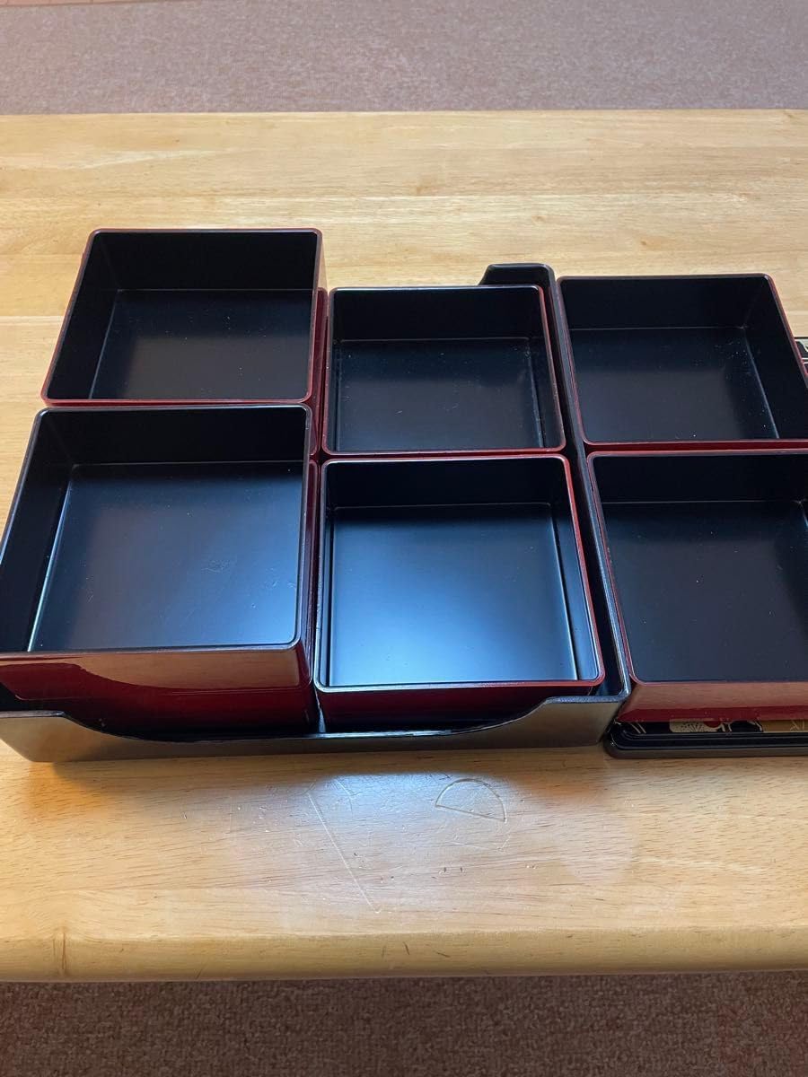 レトロ 山中漆器 重箱 花柄 蓋付き 8仕切り お洒落