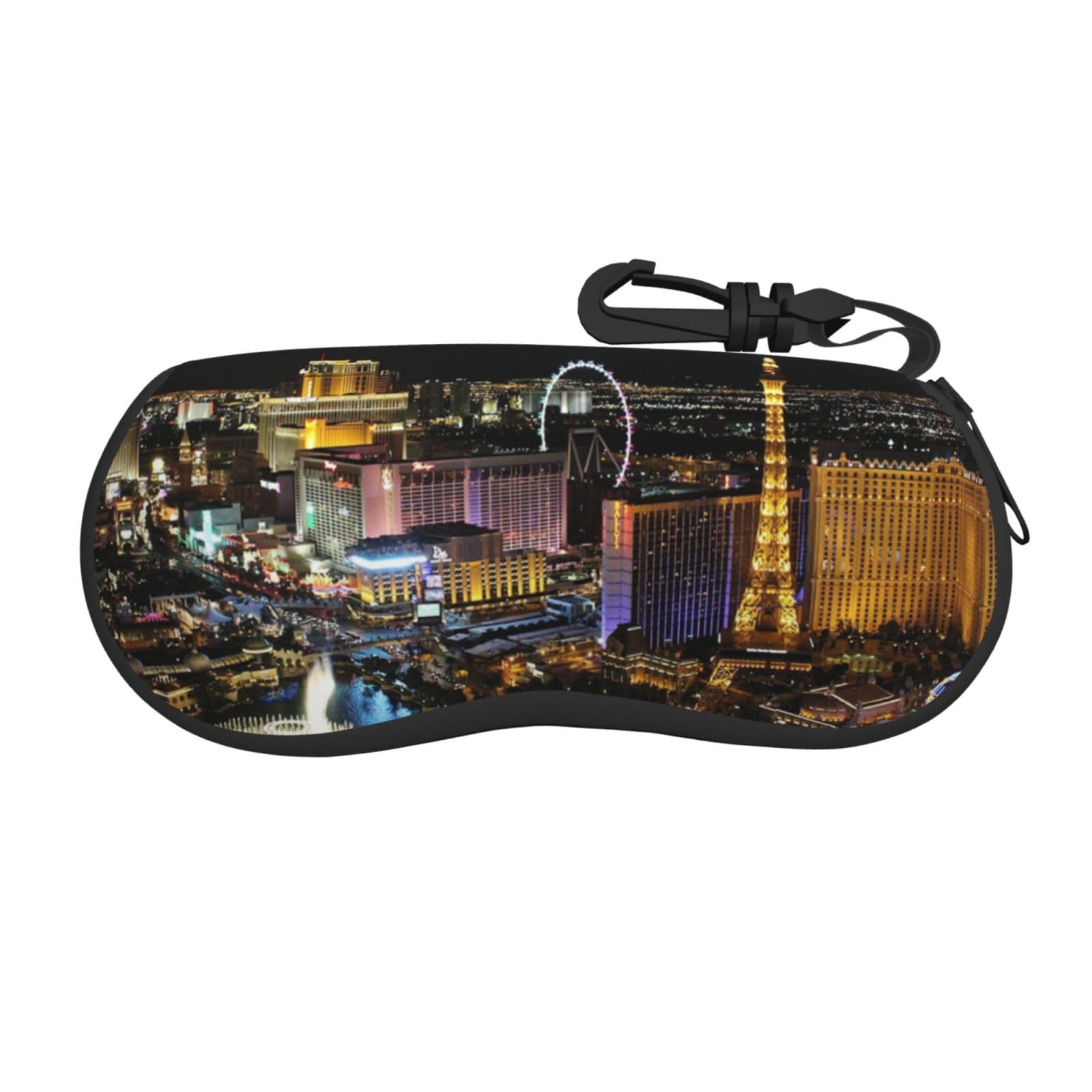ESASAM Las Vegas Night View Print Unique Full-Frame Printed Glasses Case â€“ Lightweight & Flexible Chloroprene Rubber Case