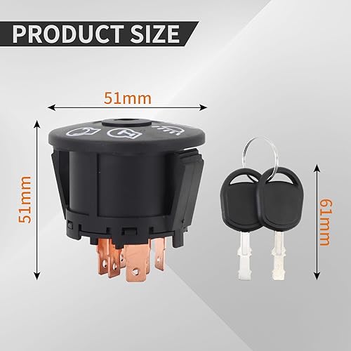 Miniatura 2 de Interruptor de encendido con llave 7 terminales de repuesto para John Deere L100 L105 L107 L108 L110 L111 L118 L120 L130 125 135 145 155c 190c G110,