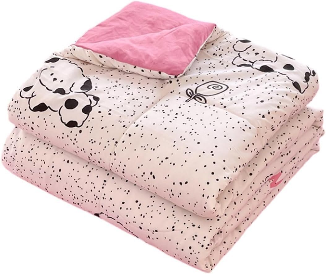 VUIKLCty Cute Animal Print Quilted Bedspread And Sofa Blanket – Machine Washable(Pink Puppy,200x230cm)