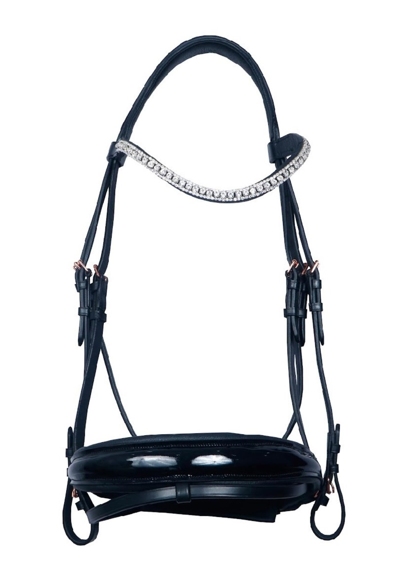 Pelle Horses Briglia con Frontalino, Nasiera e Sopratesta in Cuoio per Cavalli St-003 (Pony)