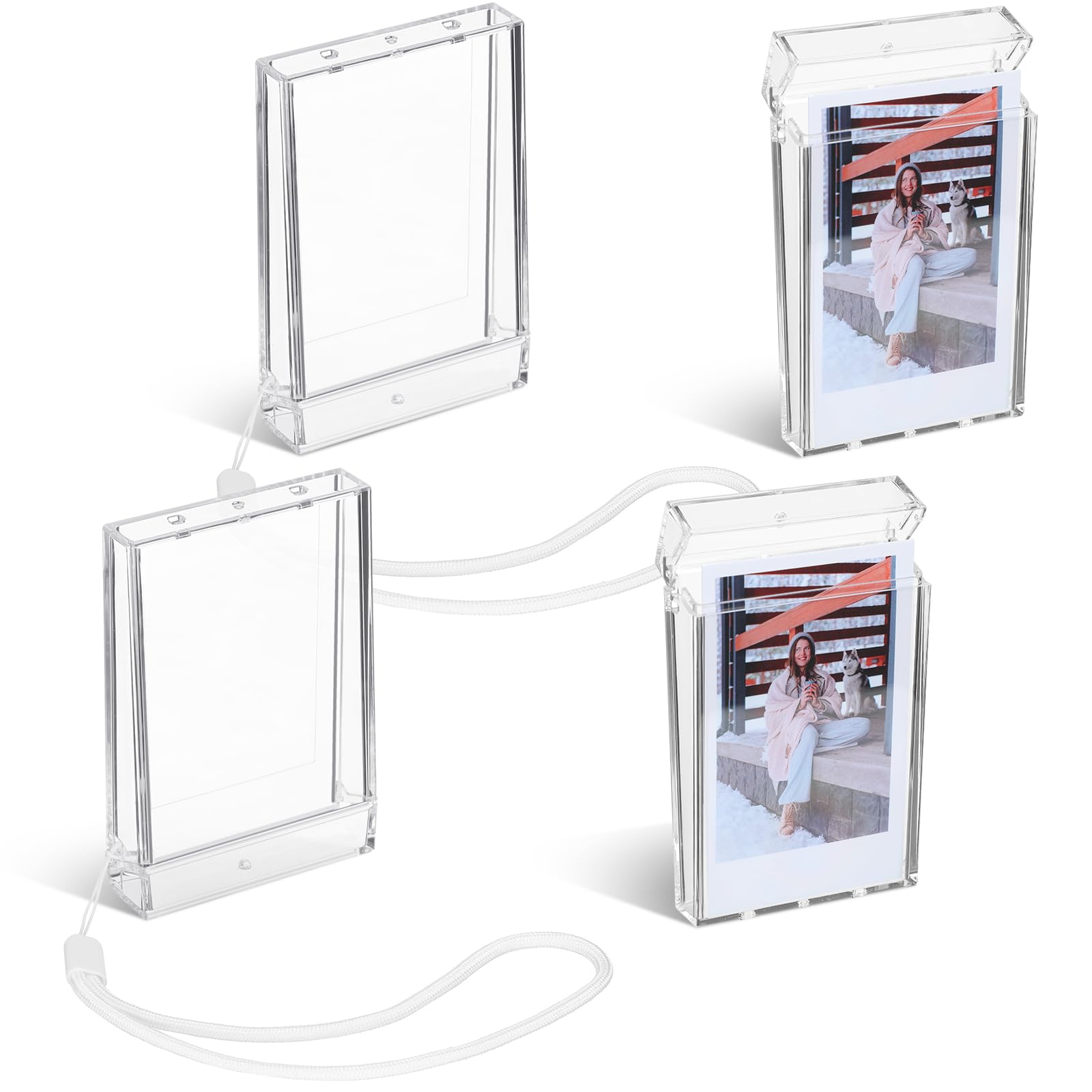 Yiyiring 4 Set Mini Photo Holder Storage Case Compatible with Fujifilm Instax Mini 12/11/90/40/9/8/7/7+/evo 3 Inch Instant Camera Picture Case Holder