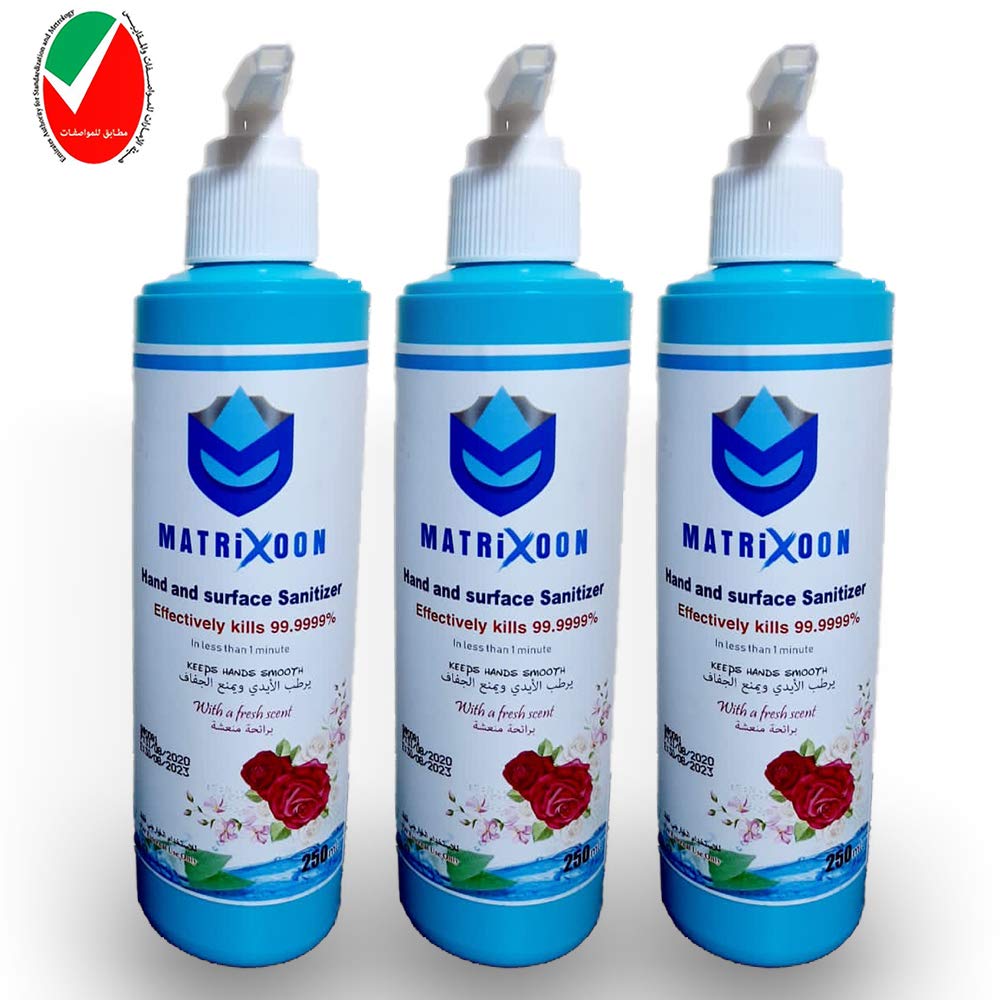 Hand & surface Sanitizer,250ml Gel HARMLESS, Alcohol Free, 10x more effective than (alcohol 70%). Long acting protection, Enriched with emollients.