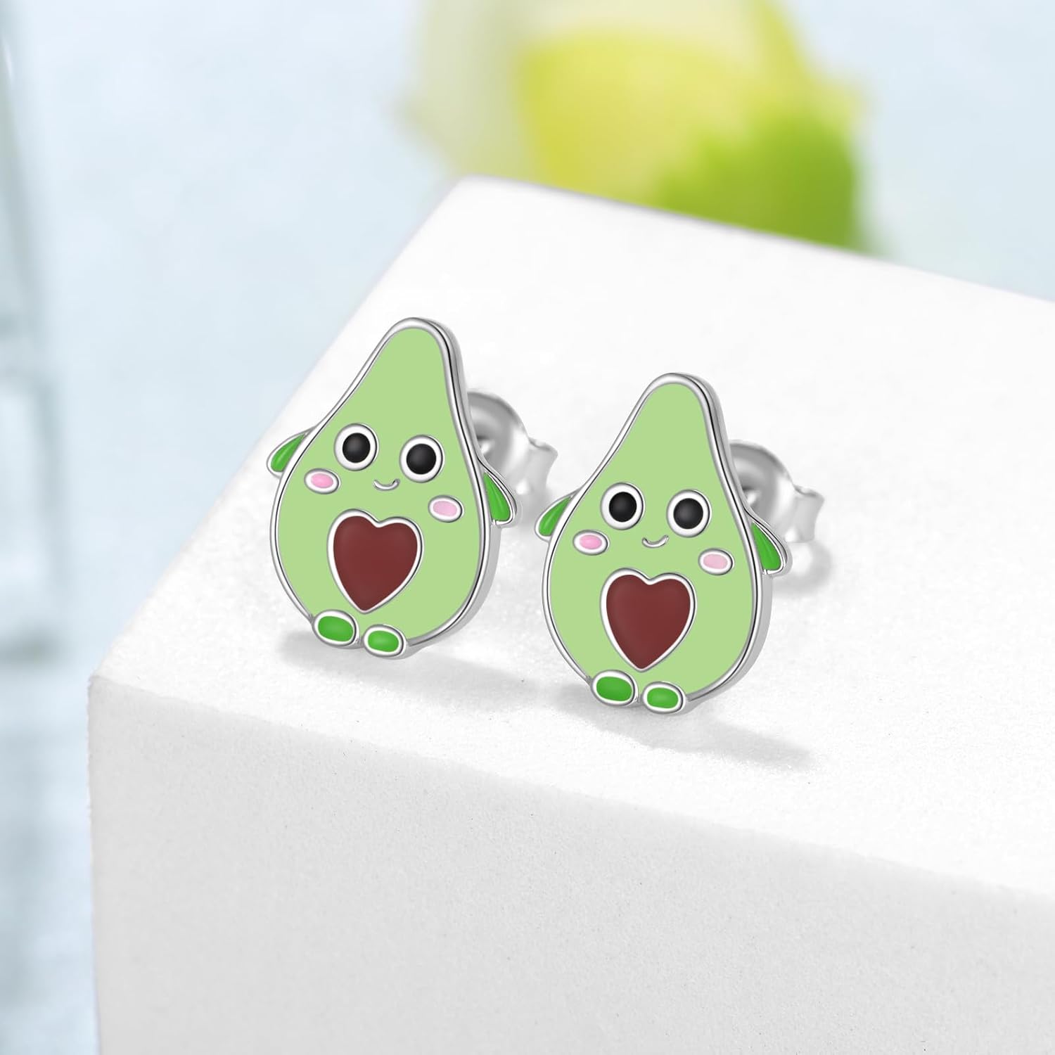 Avocado Stud Earrings 925 Sterling Silver Avocado Stud Avocado Jewelry Gifts for Women - Image 4