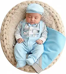 Saída de Maternidade Menino Suspensório Miguel Azul 04 Peças