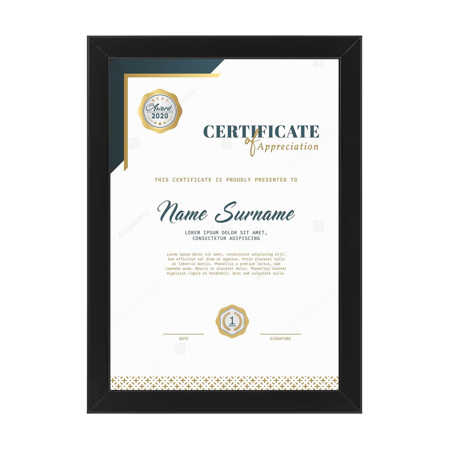 MAC A4 Frame 1 Pack Poster Frame & Document Frame, Wood Picture Frame, Art Poster Frame, Certificate Frame for Wall Mount or Table Top Display For Home Family Office Décor, 21x30cm (Black)