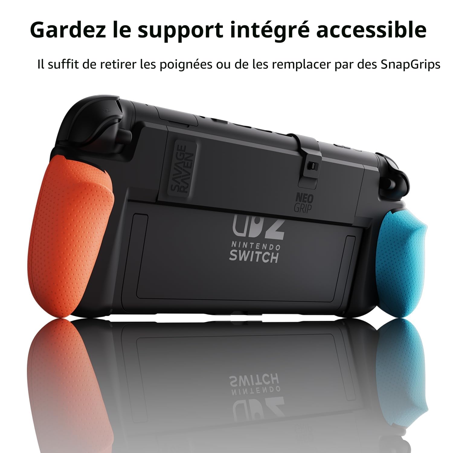 Savage Raven by Skull & Co. NeoGrip Bundle for Nintendo Switch 2: an Ergonomic Grip Hard Shell Handheld Case with Replaceable Grips [to fit All Hands Sizes] [with Carrying Case]- Black