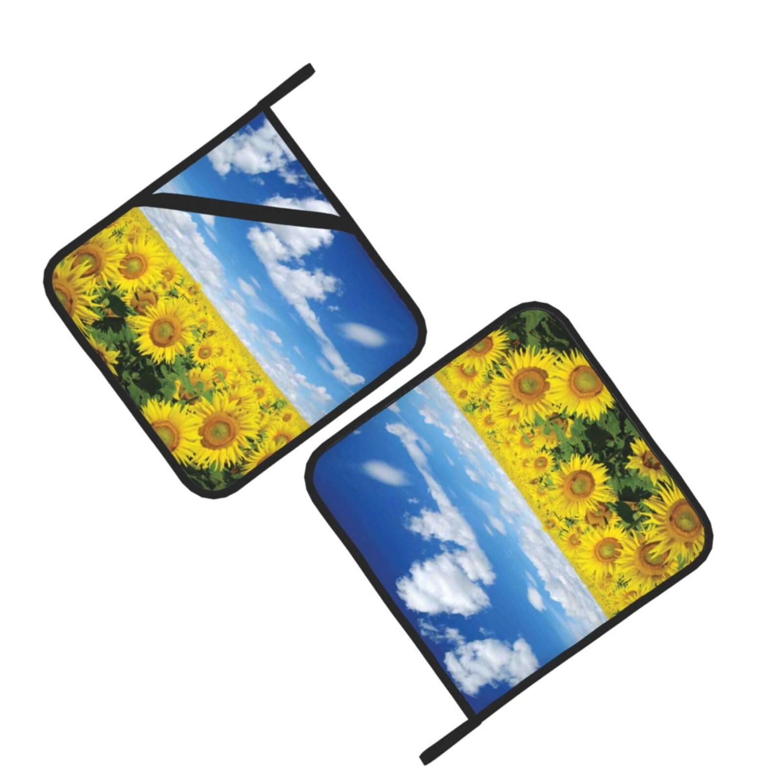 Sunflowers Sunset Sunlight Landscape Printed Oven Pot Holders Set of 2 Pcs Heat Resistant Kitchen Microwave Potholders for Cooking Baking Grilling