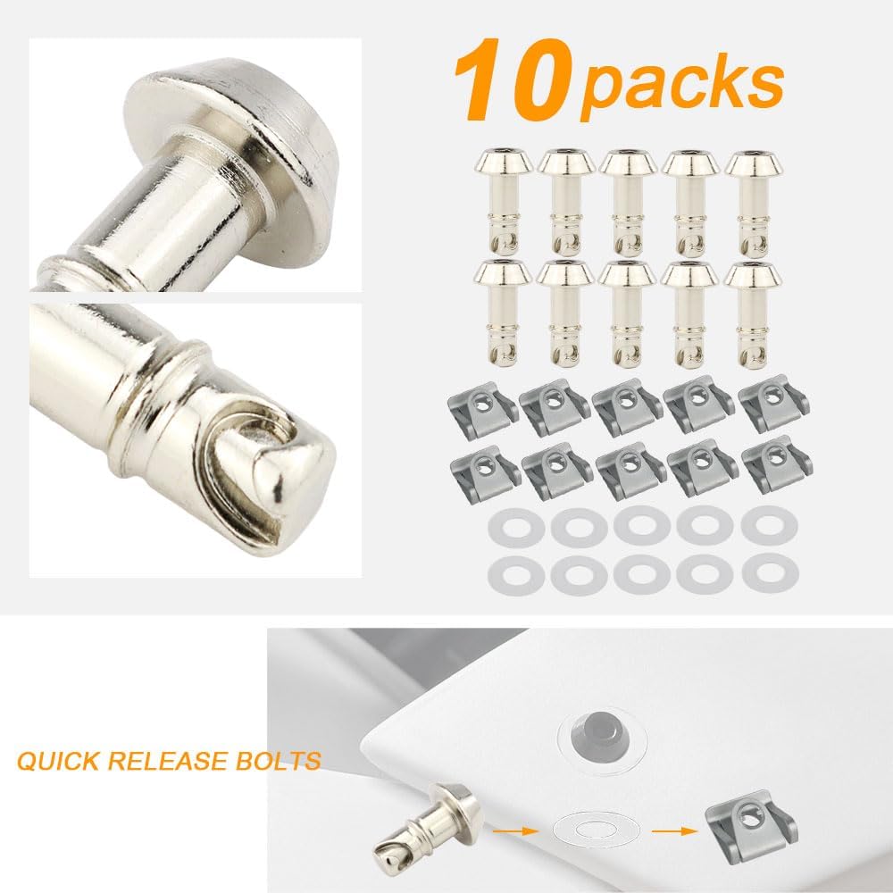 Xitomer 17mm Universal Quick Release Fasteners/Fairing Bolts Studs/Quarter Turn with Clips 1/4 turn quick release Fit for Race Fairings (17mm,Silver)