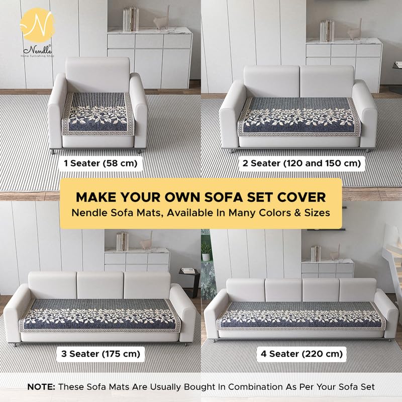 Image of Nendle Superior Velvet Floral Sofa Mat 4 Seater Set Cover Durable Protector for Living Room Sofa Set 2+2, Suitable for L Shape, Sectional and U Shape Sofa (Color Grey, Pack of 2)