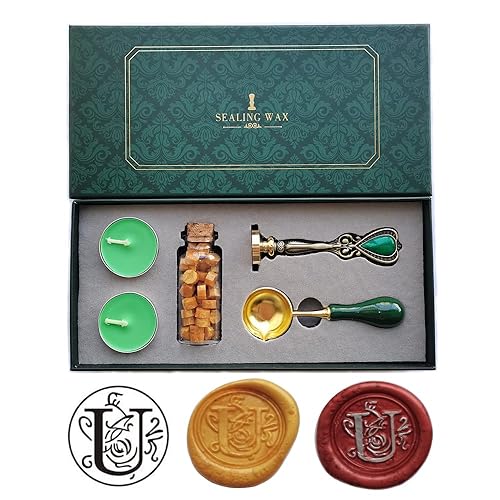 Miniatura 10 de Fancy Letters - Juego de sellos de cera en T, kit de sellos de cera de estilo europeo, juego de caja de regalo, sello de cera personalizado vintage
