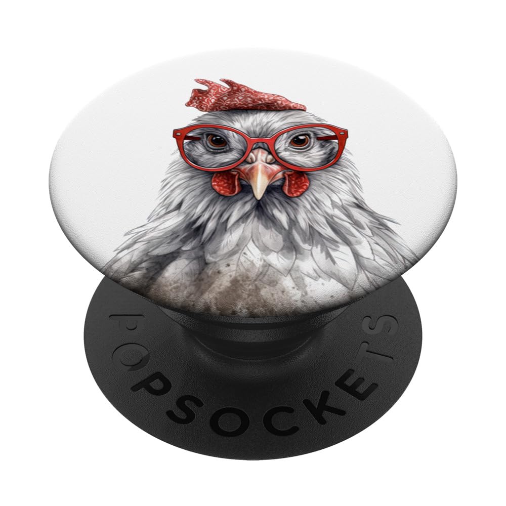 Funny Chicken Hen Wearing Sunglasses Farmer Chicken Lover PopSockets Adhesive PopGrip