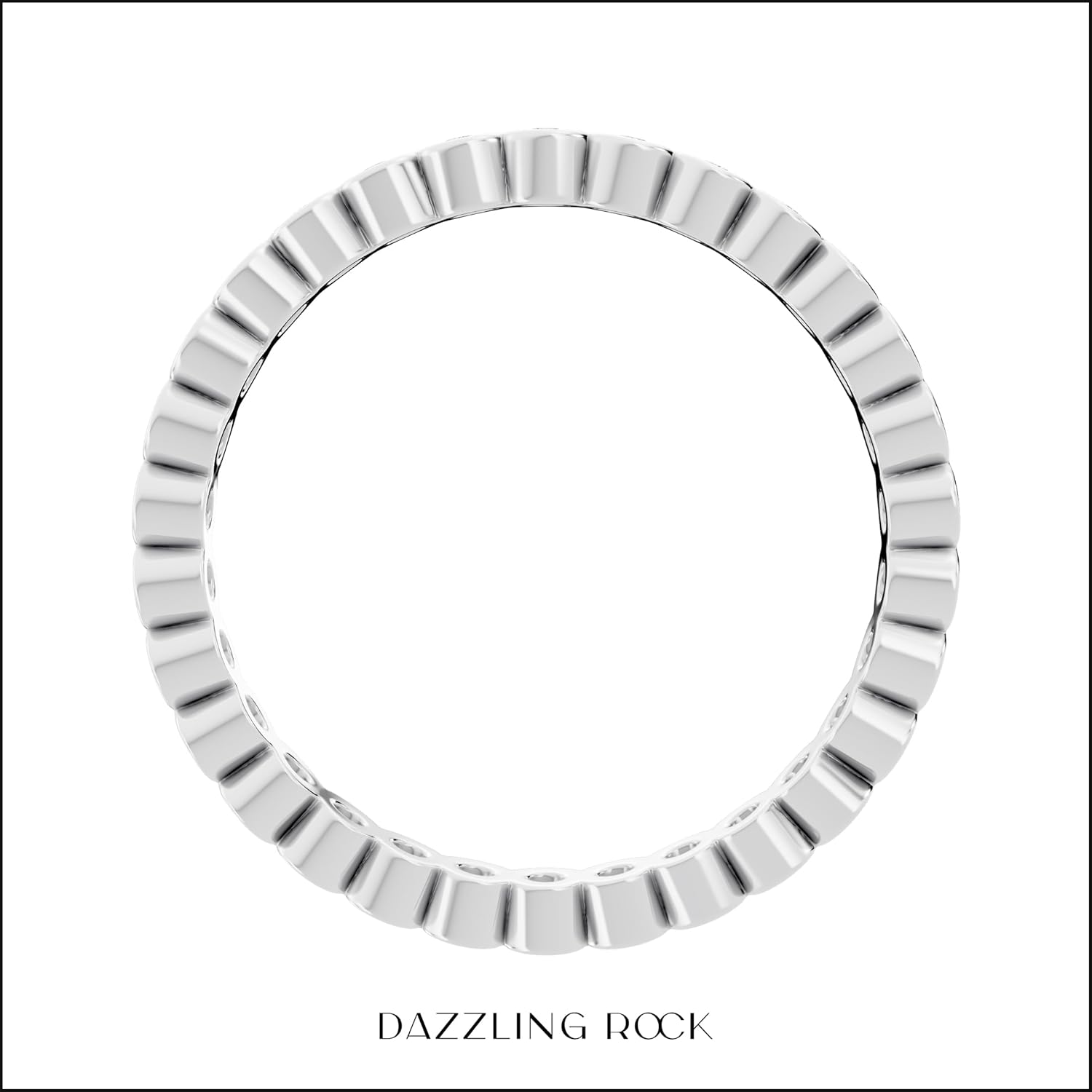 Dazzlingrock Collection Round White Diamond Bezel-Set Stackable Eternity Wedding Band for Women in 14K Solid Gold, Ring Size 6.5