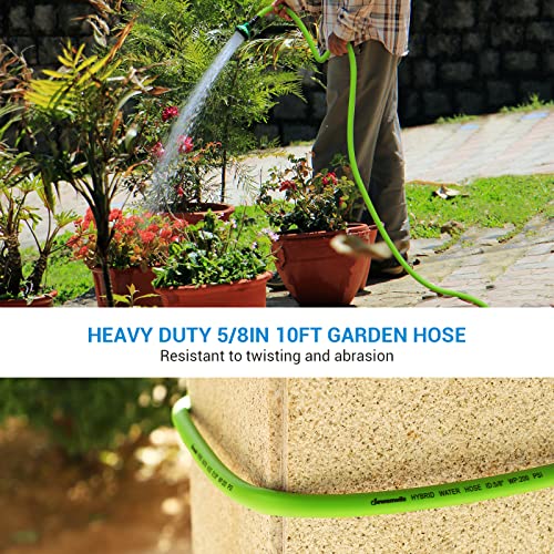 Dewenwils Garden Hose 10 Ft X 5/8", Water Hose With Swivelgrip, Heavy Duty, Lightweight, Flexible Hose For Plants, Car, Yard, 3/4 Inch Solid Fittings, Drinking Water Safe #TOP2
