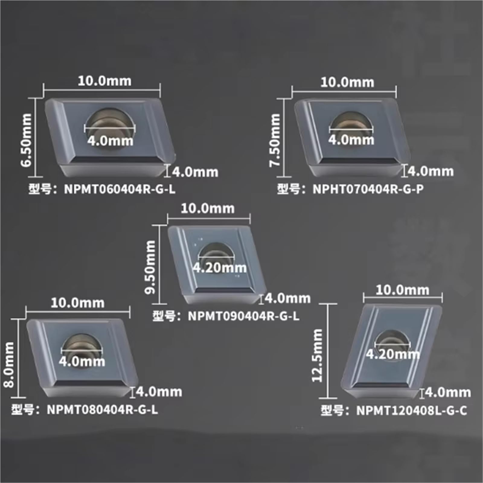 Inserto De Torneado Carburo 10 Piezas(NPMT090404R-G-L)