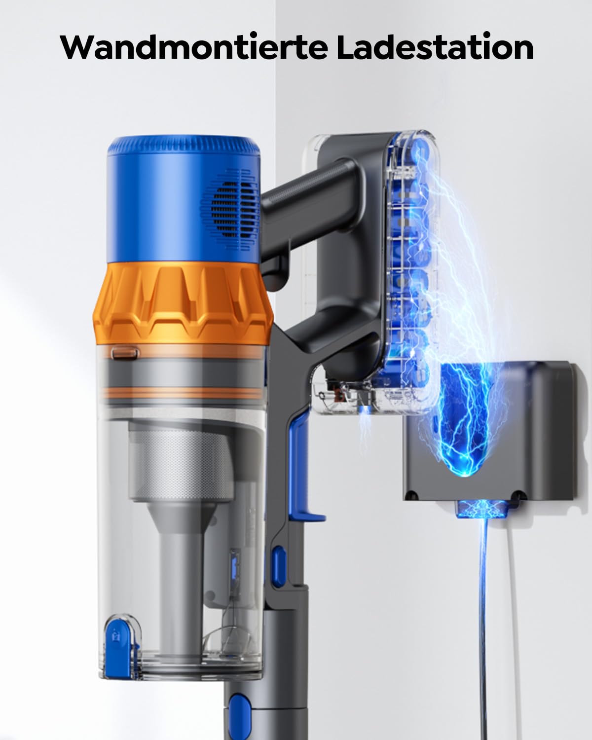 SunSare Akku Staubsauger Kabellos 600W/50000Pa/65Min, Akkustaubsauger mit 1M Schlauch, Aromafunktion, Flexibles Biegegelenk, Wandladehalterung, Automatikmodus für Hartböden Teppiche Tierhaare