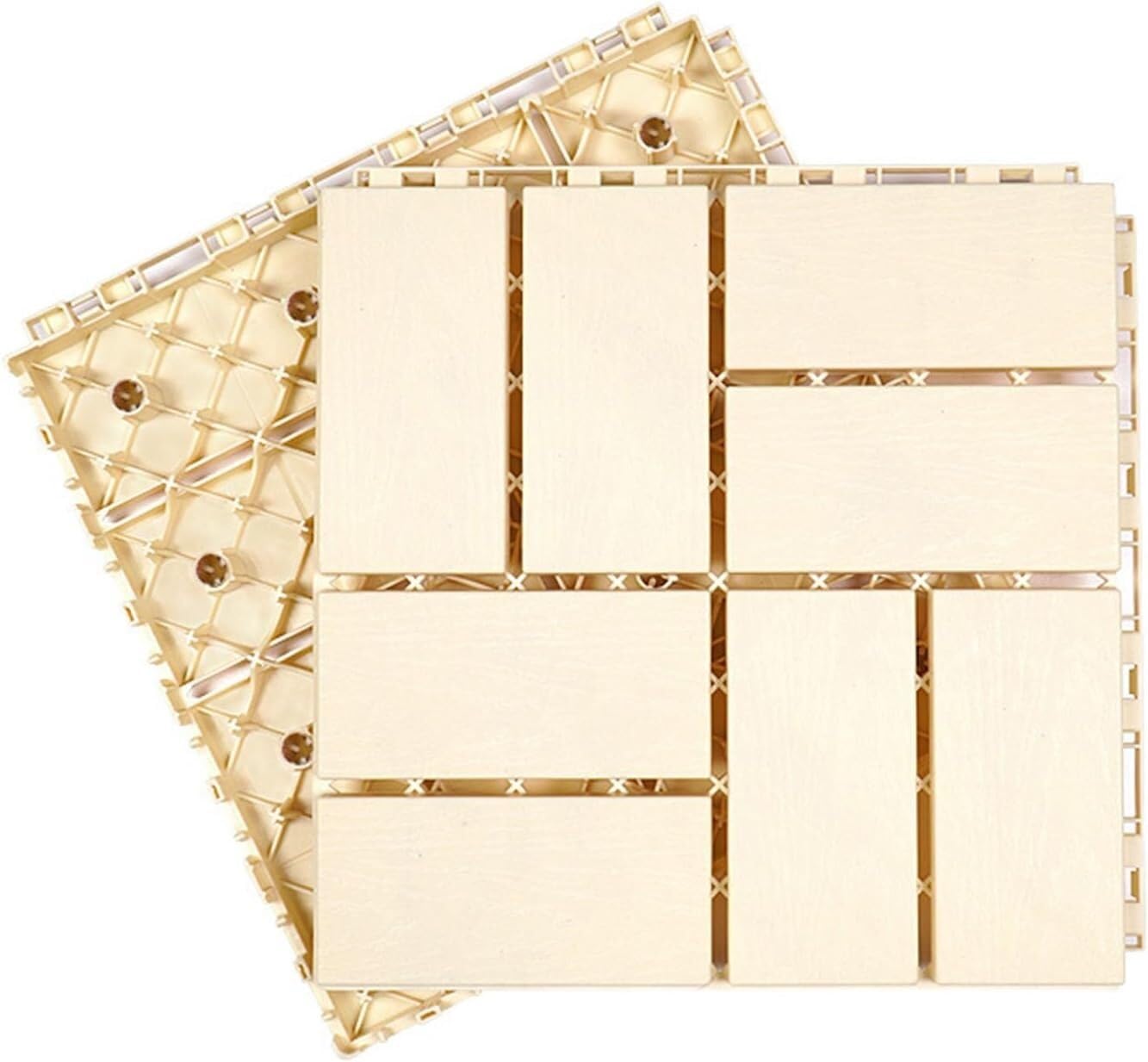 Dalles de terrasse carrées composites Bianco 8 stripes plastique emboîtables x24