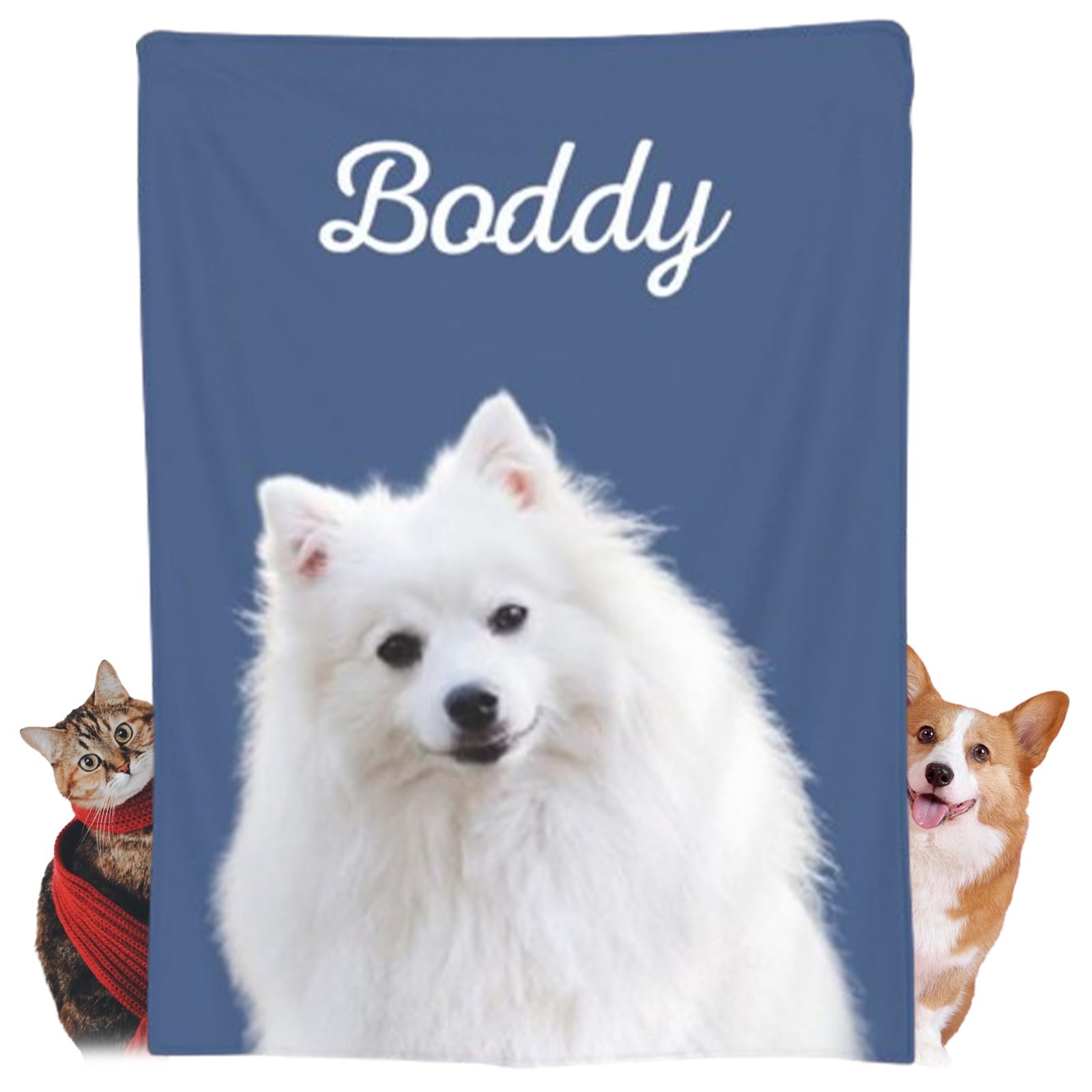 Naispanda Personalised Blanket for Adults, Personalised Blanket with Face Photo, Custom Blanket with Dog Photo and Name, Custom Blanket, Personalised Face Blanket, Gifts for Girl Boy Pet Friend