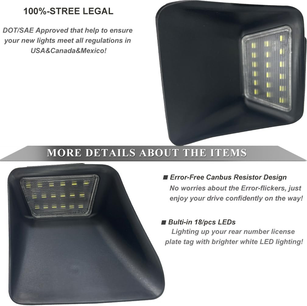 LED License Plate Light Lamps for 2004-2012 GMC Canyon Chevy(Chevrolet) Colorado Pickup Trucks 6000K White LED Rear Number Tag Lamp Lights Assembly OEM No.# 20985454 20985455