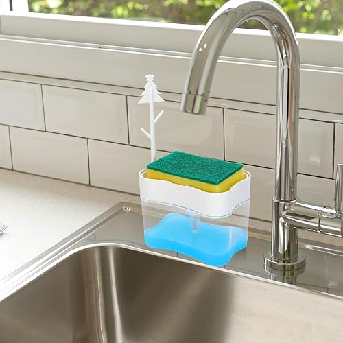 Miniatura 7 de Dispensador de jabón para platos de alta calidad  Cocina de encimera, dispensador de jabón para lavar platos de 13 onzas (esponja incluida)