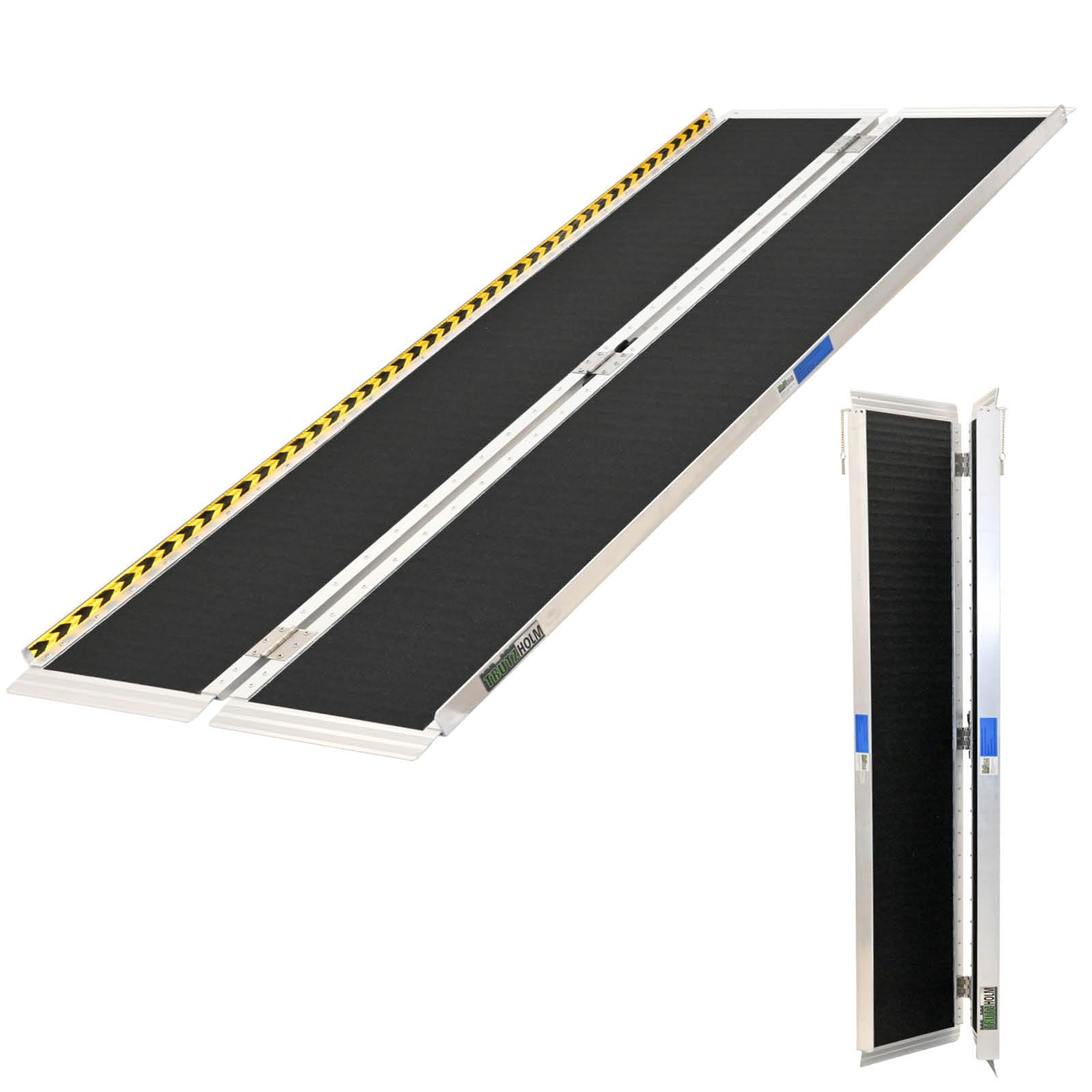 TRUTZHOLM Rollstuhlrampe 1-Fach klappbar 213 cm Traglast 272 kg Alu grau schwarz beschichtet Auffahrrampe