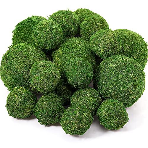 18 Pcs Green Moss Decorative Balls Set Vase Bowl Filler Balls Hanging Balls for Festival Centerpieces Home Tree Garden