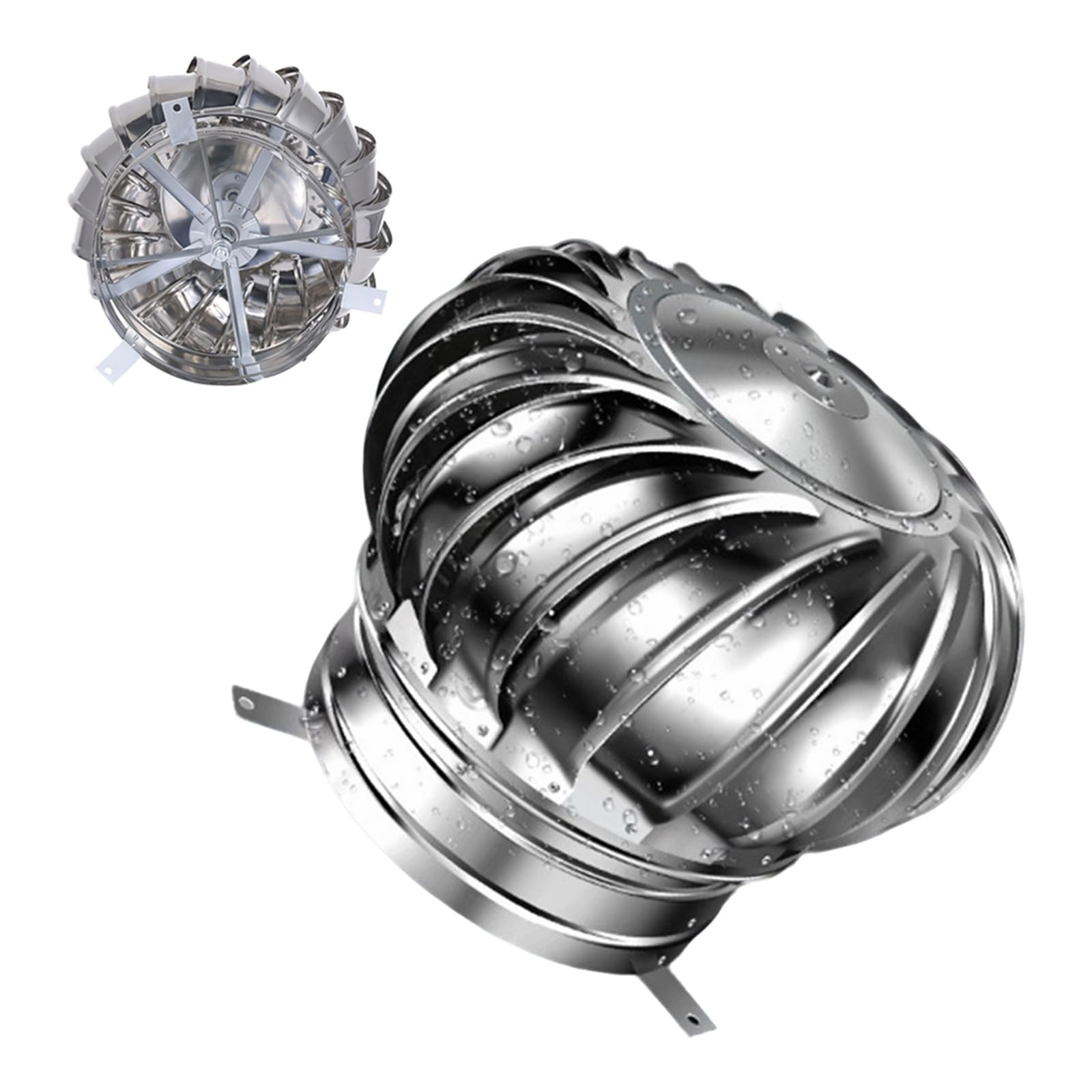 Uzamirlex One Color Chimney Spinner Cowl, Stainless Steel Rotating Chimney Cowl Rain Chimney Cap Silver Multiple Sizes(110Mm/4.33In)