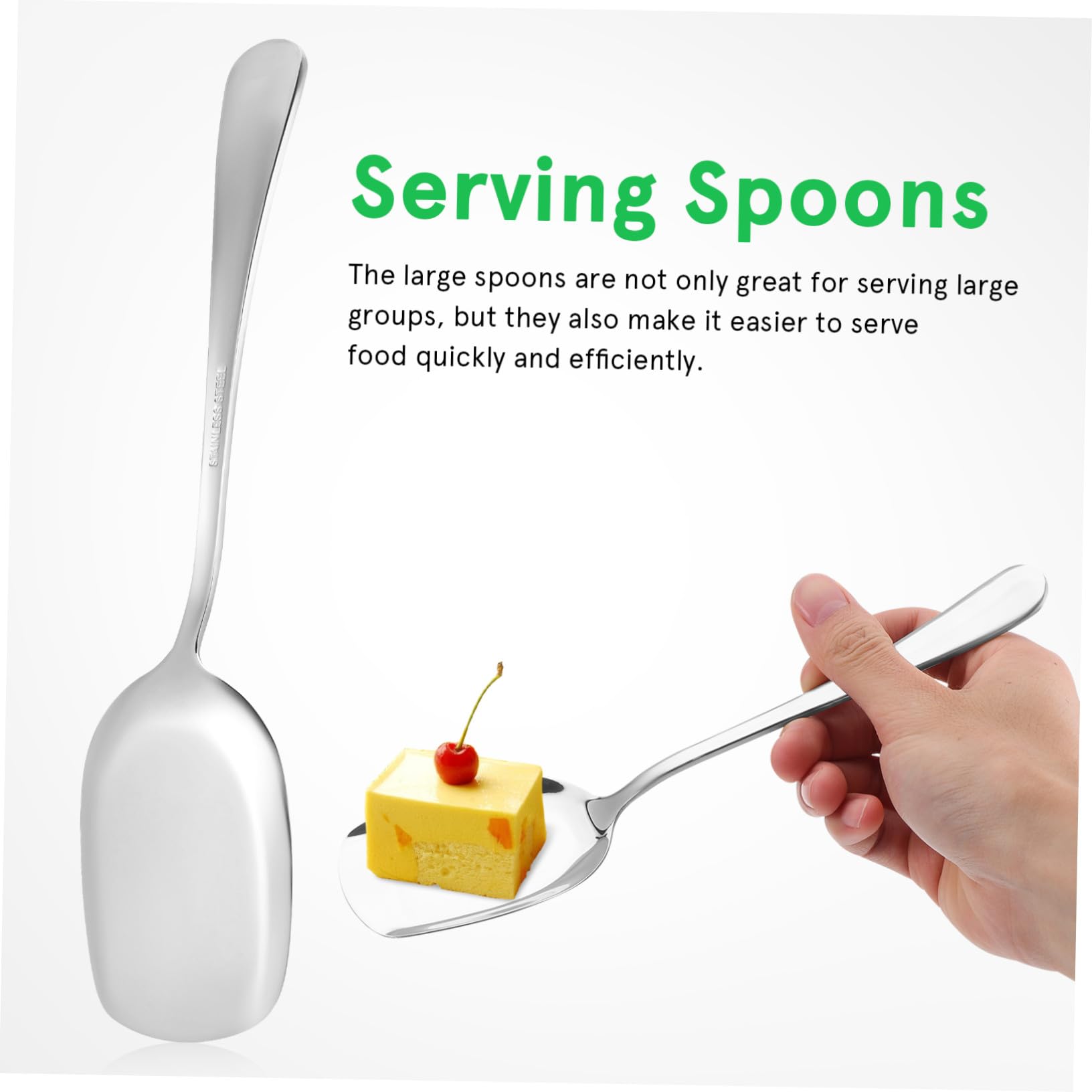 Cucharas de Servir de Acero Inoxidable para Buffet Cocina Mango Resistente y Fácil de Limpiar