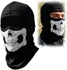 Ski Mask Full Face, Ghost Balaclava Knitted Men Windproof Skull Mask with Skeleton Design for Outdoor Sports One Size Warmer Headwear for Halloween Cosplay Costume Parties Black