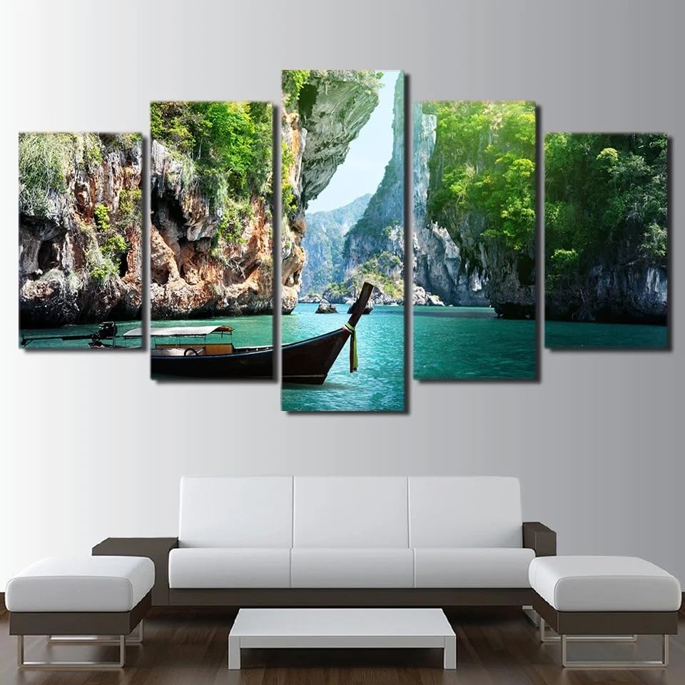 Deco Murale Salon 5 Parties Canyon Naturel Grand Tableau avec Cadre EGDSIHAE