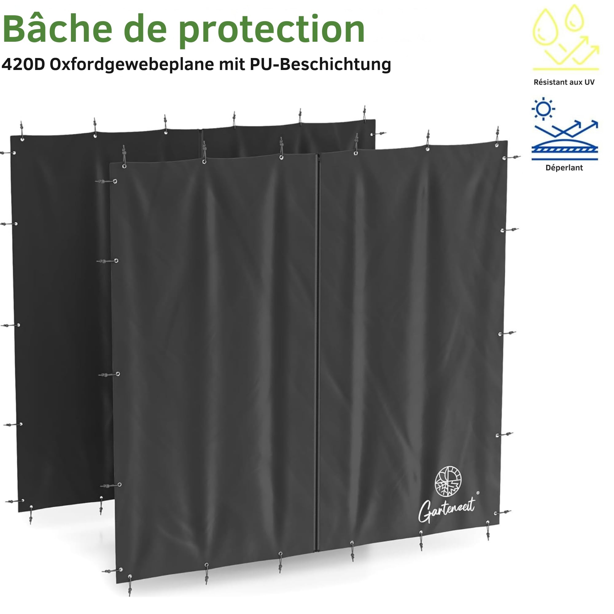 Étagère en bois de cheminée extérieure XXXL 186 x 105 x 185 cm toit galvanisé