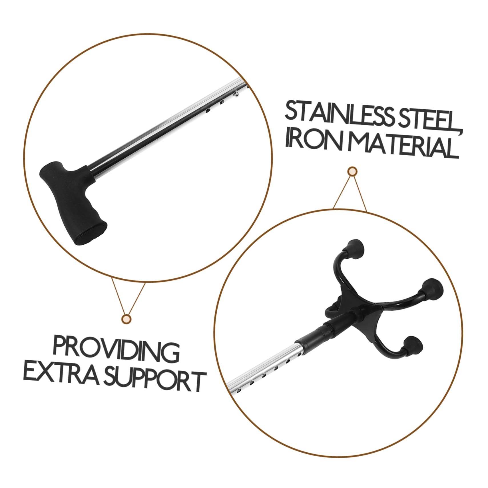 PACKOVE Bastón De Cuatro Patas Ajustable De Acero Inoxidable para Personas Mayores, Portátil y Antideslizante, Base Estable para Uso Diario, Viajes y Apoyo Seguro