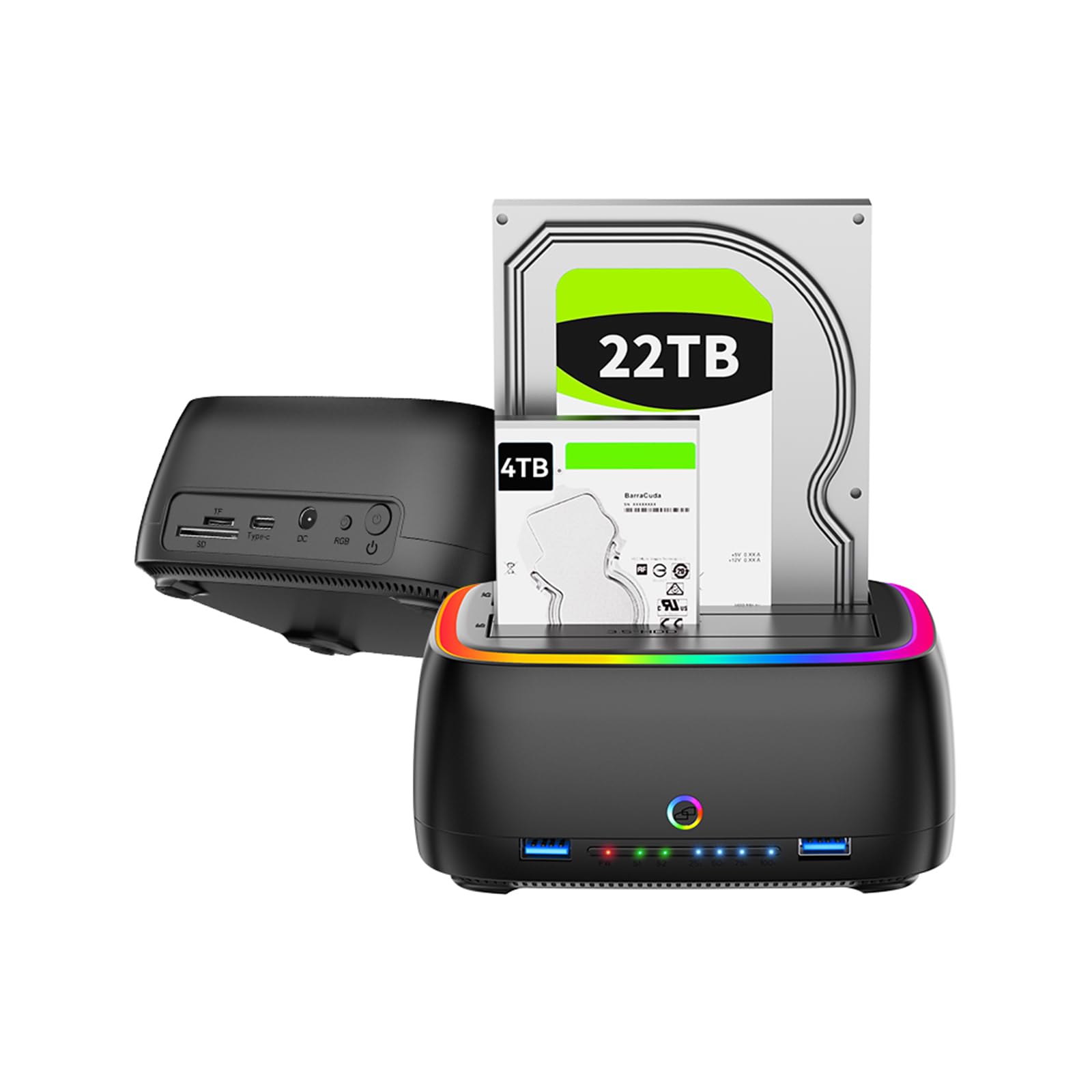 Caja externa base dock usb c para sata 2.5" y 3.5"