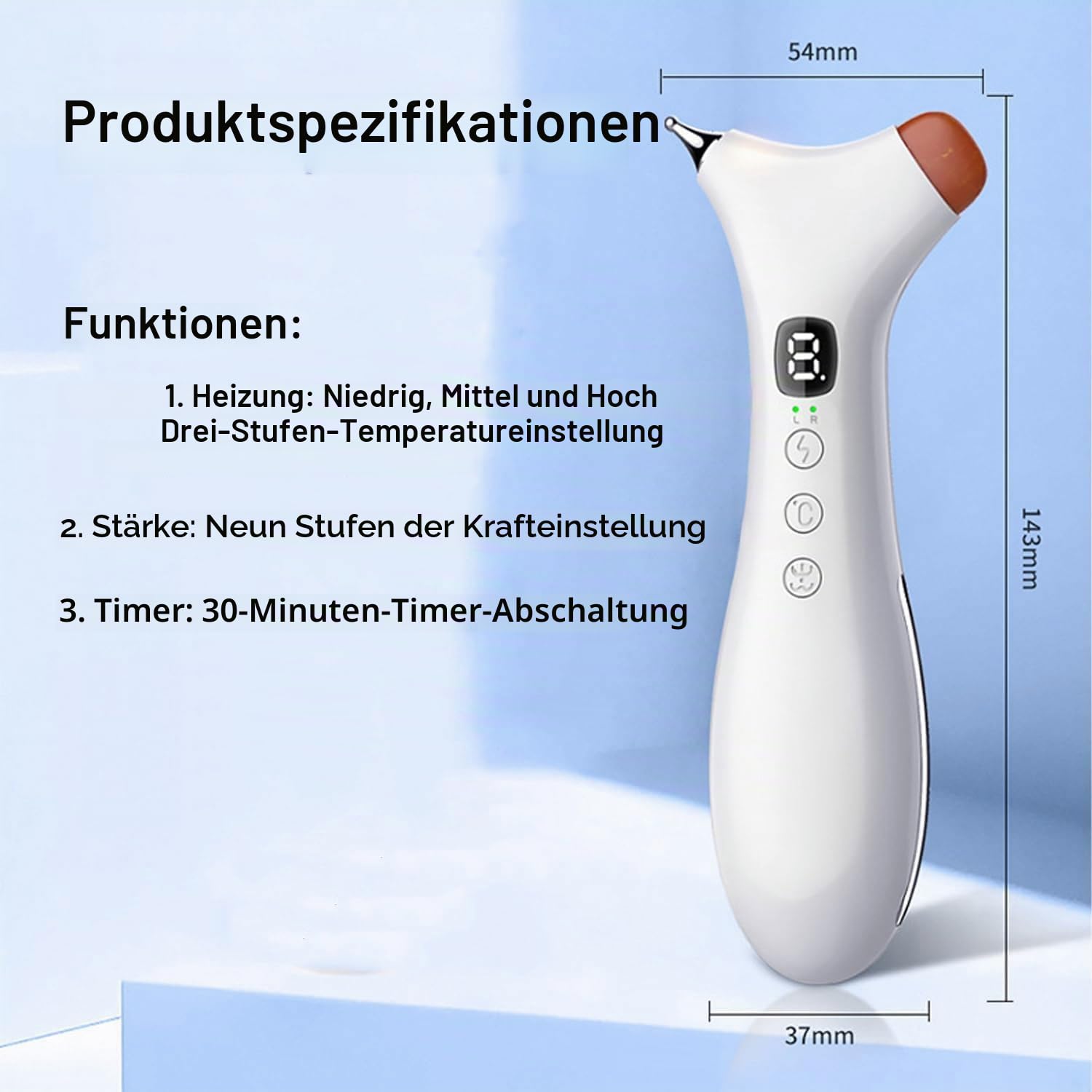 Rezuri - 4-in-1 Jaw Massager, Rezuri TMJ Massager, 9 Intensitätsstufen, 3 Temperaturstufen, 3 Vibrationsmodi, Wiederaufladbares Gesichtsformungsgerät für Doppelkinn, Gesicht und Hals